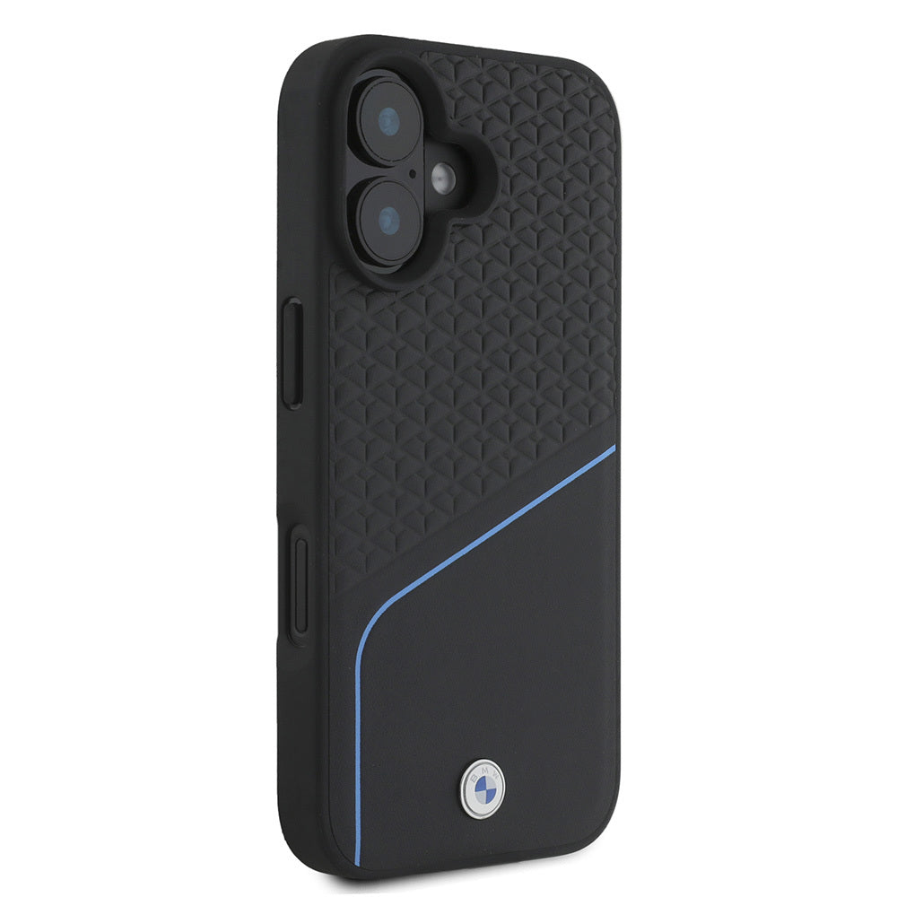 BMW iPhone 16 Orjinal Lisanslı M-safe Metal Logolu Dokulu ve Çizgili Deri Kılıf BMW iPhone 16 Orjinal Lisanslı M-safe Metal Logolu Dokulu ve Çizgili Deri Kılıf